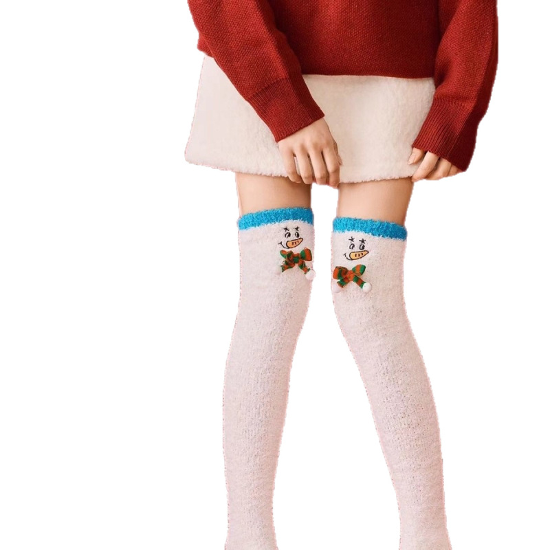 コーラルオーバーニーソックスクリスマスソックス女性用クロスボーダー暖かい女性用ソックス輸出厚く暖かいカジュアルソックスホームフロアソックス女性用|undefined