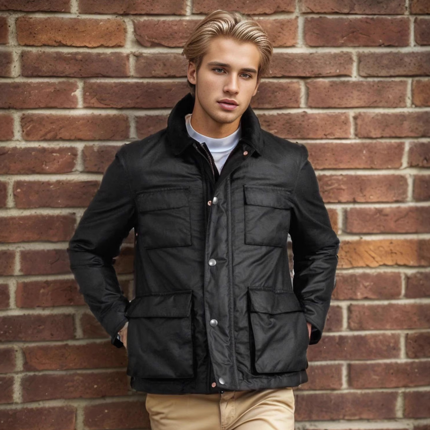 Men's Fashion Jacket in Stock, New Spring and Autumn Style, Independent Amazon Men's Solid Color Zipper Jacket Coat