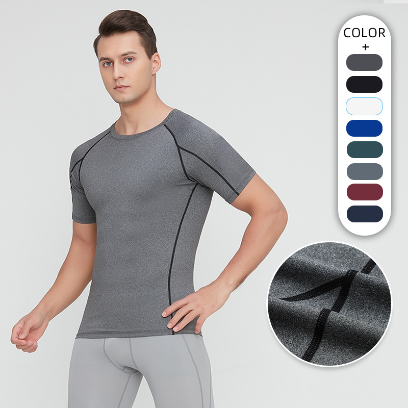 Fitness Clothing Men's Pro Short-Sleeved T-Shirt Marathon Running Sports Quick-Drying Training Clothing G1032 Breathable and Quick-Drying