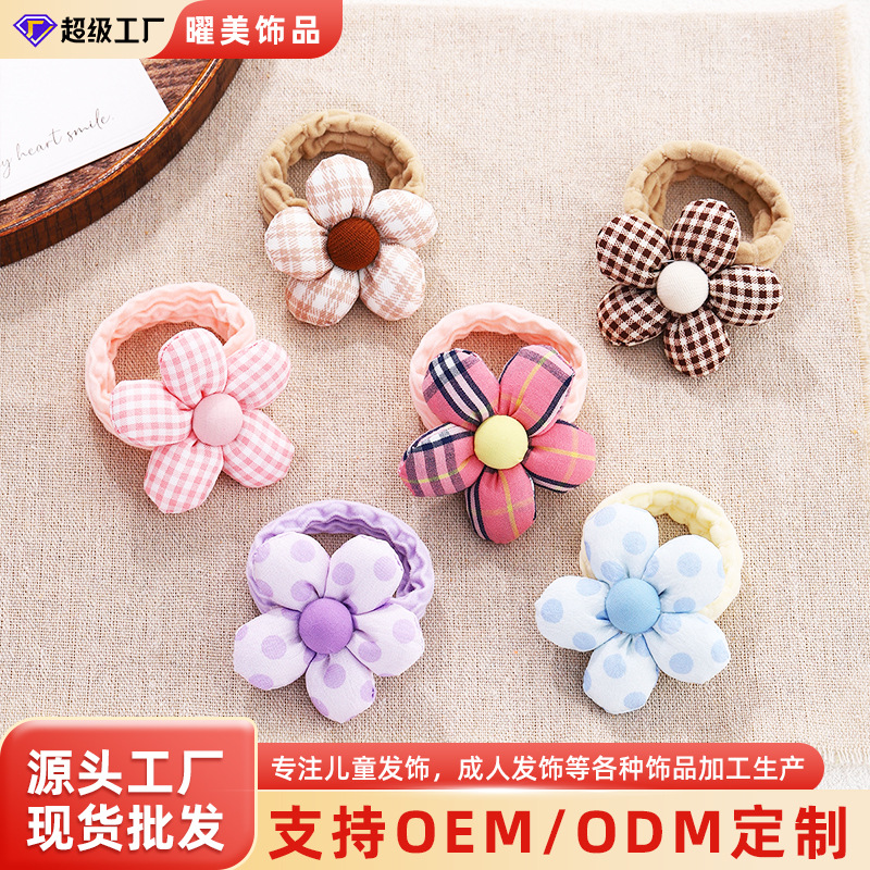 Niñas lindas flores anillo de cabello niñas banda de goma niñas banda de goma niños cuerda de cabeza súper lindos adornos de cabello de bebé dulce