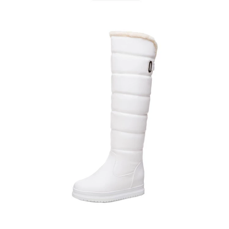 High‑tube winter boots 8813, women's plush‑lined PU upper, 45 cm shaft, rubber sole