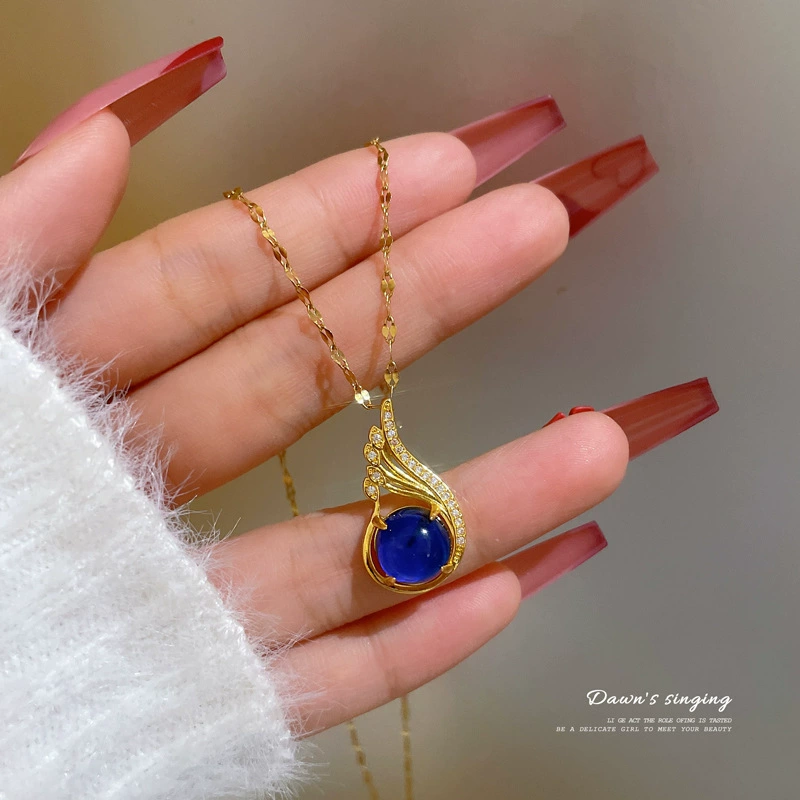 Ожерелье с хвостом Феникса, меняющее цвет камня, чувствительное к температуре, женская известная в Интернете Самая продаваемая цепочка на ключицу в том же стиле, цепочка для губ, O-образная цепочка