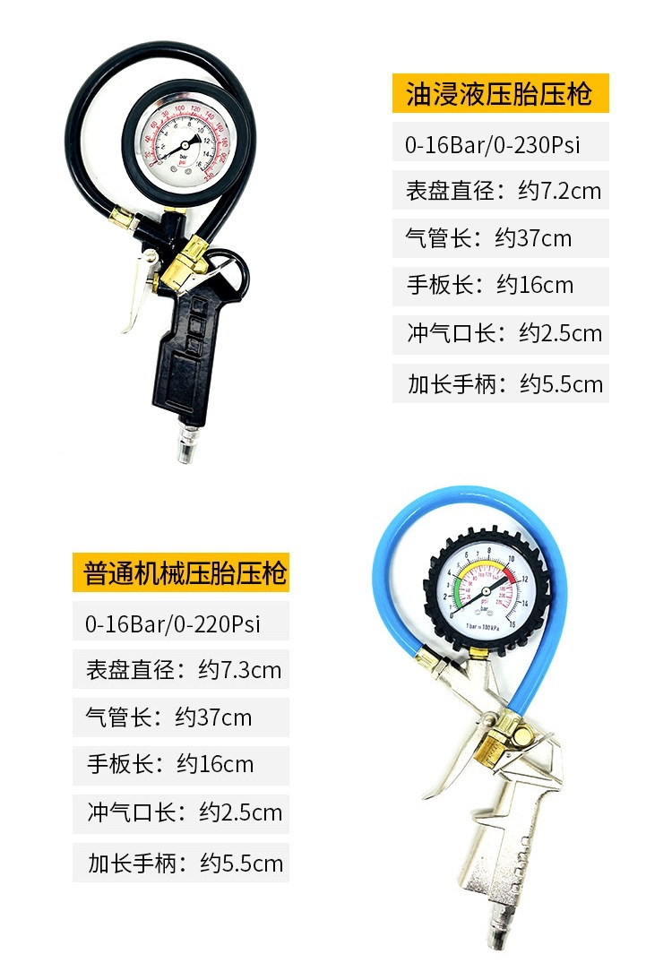 Tire pressure gauge, high-precision car tire pressure monitor, digital display tire pressure gun, inflating gun