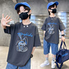 Rabbit for boys, summer children's summer clothing, jacket, with short sleeve, new collection, suitable for teen, loose fit