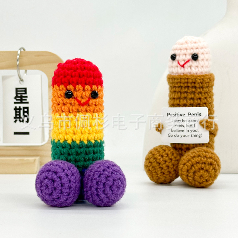 Muñecas de punto hechas a mano soporte emocional emoticon extraña bolsa adornos de escritorio regalo