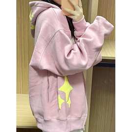 潮牌美式复古连帽oversize卫衣女春秋款2025新款爆款慵懒chic外套