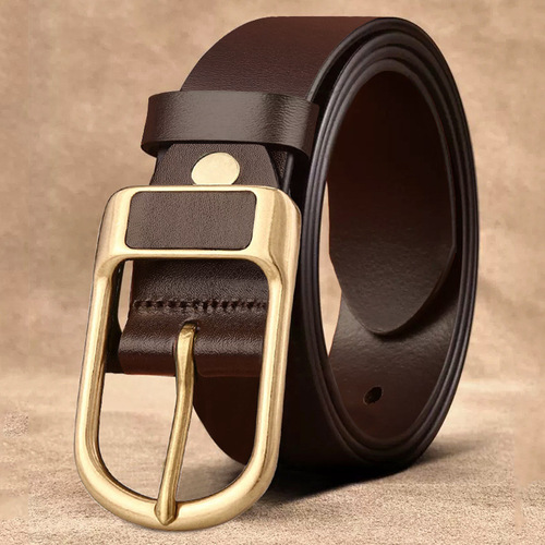 Retro Leather Men's Genuine Leather Casual Business Simple Calfskin Belt for Men, Youth Fashion and Versatile Needle Clasp Pant Belt