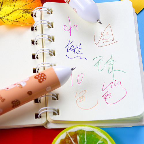 Creative Small Bear Push-Button Multicolor Ballpoint Pen, Cute Student Stationery 10-Color Ballpoint Pen, Fresh and Colorful Journal Pen