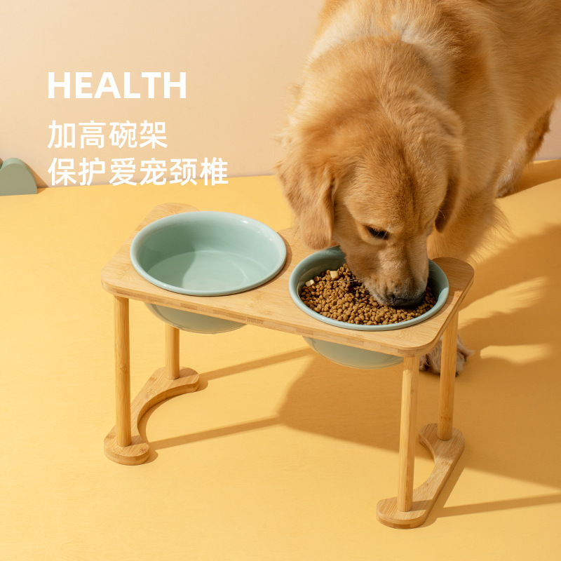 Tazón de cerámica para perros tazón de comida para perros tazón de agua para perros plato para perros gato doble tazón de protección columna cervical anti-golpe Amazon al por mayor