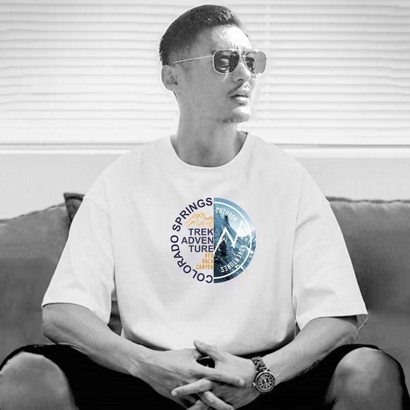 Summer New Style Pure Cotton T-Shirt for Men, Large Size, Loose and Versatile, Base Shirt, Half-Sleeve, Trendy Brand Short-Sleeve T-Shirt for Men