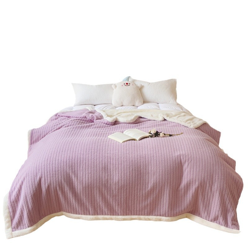 Nueva manta de piel de conejo gruesa de doble capa manta de felpa de conejo cálida de otoño e invierno manta de regalo de terciopelo de leche fabricante al por mayor