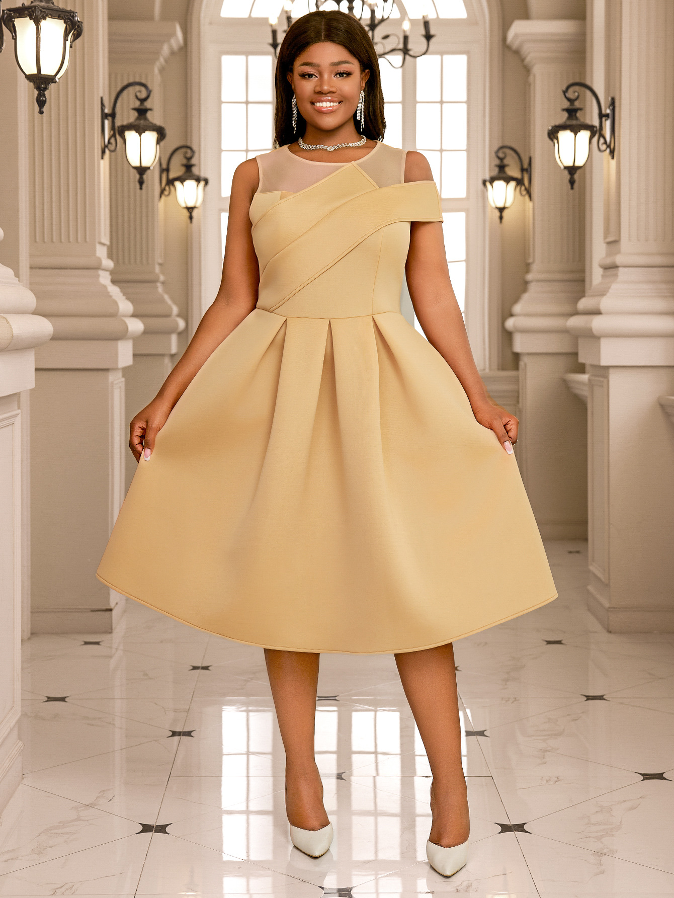 Women's Clothing Sexy sleeveless A line dress banquet party plus size graduation dress party dress_voghion.com