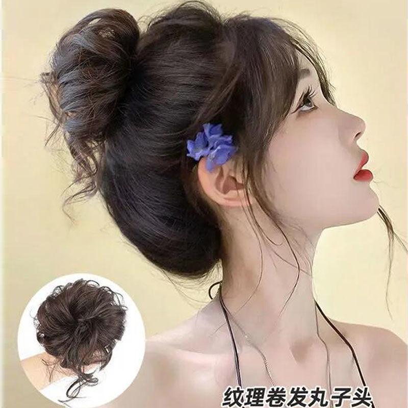 לחמניית שיער בסגנון קוני Elegant Natural Fluffy Lazy עם שפם ארוך וזקן דרקון