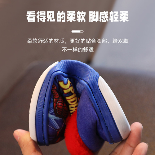 Spider-Man Children's Cotton Shoes Winter Cartoon Kids Shoes Home Shoes Indoor Baby Non-slip Plush Warm Heel Cotton Shoes