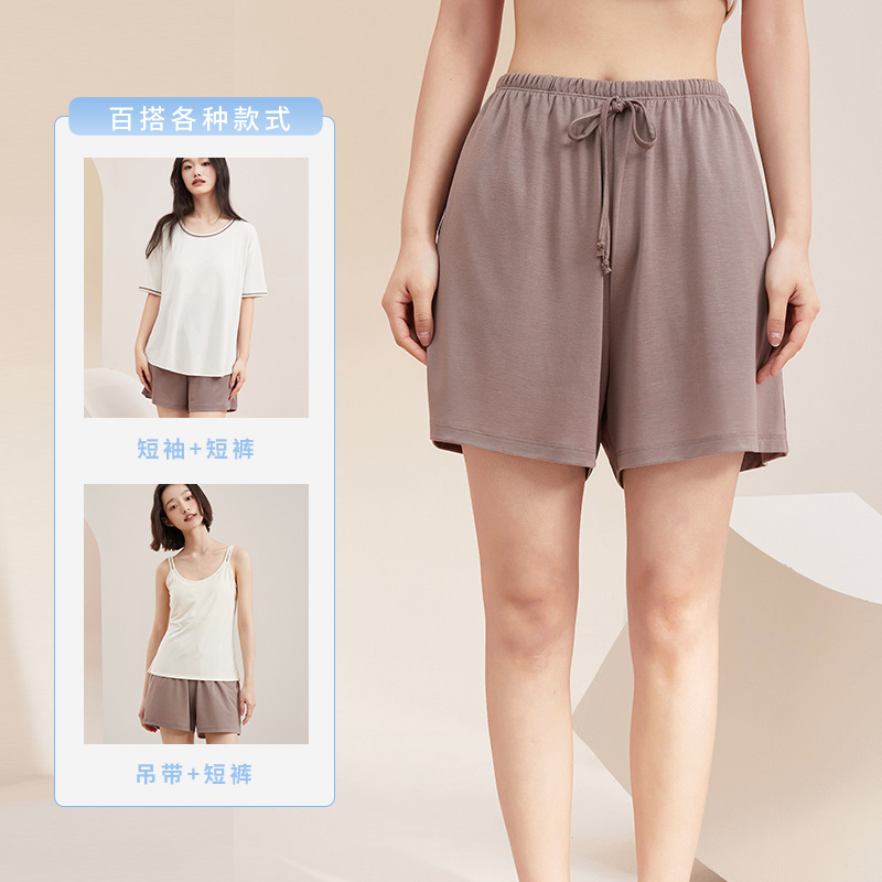 綿は胸パッド付きのパジャマ女性の夏の半袖半ズボンの涼しさの大きいサイズの薄いズボンの家の服のスーツを持ちたいです。|undefined
