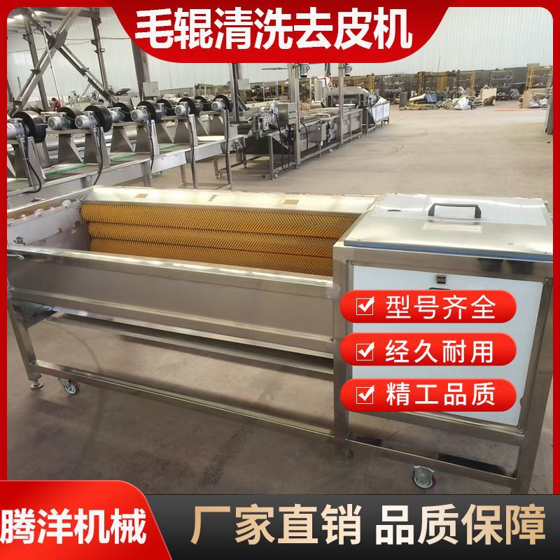 Equipo de limpieza de sedimentos para la limpieza de jengibre de patata, máquina de limpieza de rodillos de pelo de rizoma, máquina de limpieza automática de raíz de loto