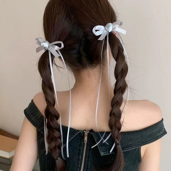 5071 Rose Ribbon Hairpin-Silver One