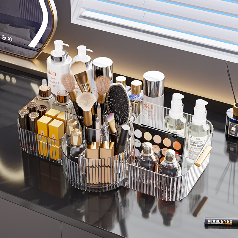 Caja de almacenamiento de cosméticos de alta calidad escritorio梳妆台 baño lápiz labial productos de cuidado de la piel estante caja de maquillaje