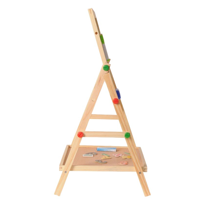 Pizarra magnética de madera de doble cara, caballete educativo 2 en 1, tablero de dibujo multifuncional para niños