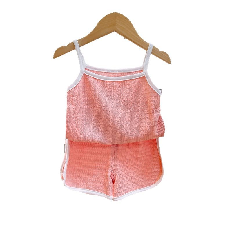 Traje de honda para niños verano nuevo chaleco para niñas pantalones cortos de dos piezas para bebés ropa fina de verano ropa para niños al por mayor