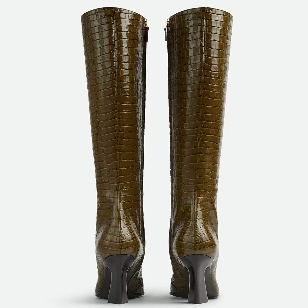 Talons hauts grande taille, talons épais, carrés, bottes courtes jusqu'aux genoux, bottes hautes, bottes de chevalier_voghion.com