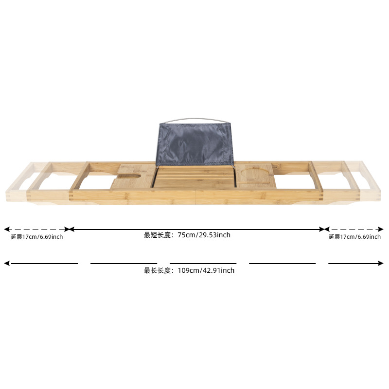 Nan bambú bañera retráctil estante bandeja lateral bañera tablero de almacenamiento compañero estante de baño soporte de bañera