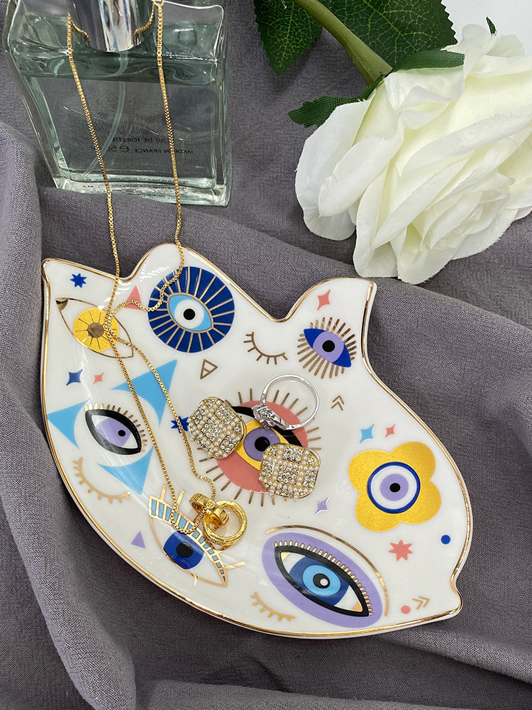 140g Weight tray Storage & Cleaning 1 Piece Quantity Holiday, Indoor Occasion ceramics Material Devil's Eye Pattern Simple Style, Classic Style Style Simple Style Classic Style Devil's Eye Ceramics Tray Artificial Decorations 6