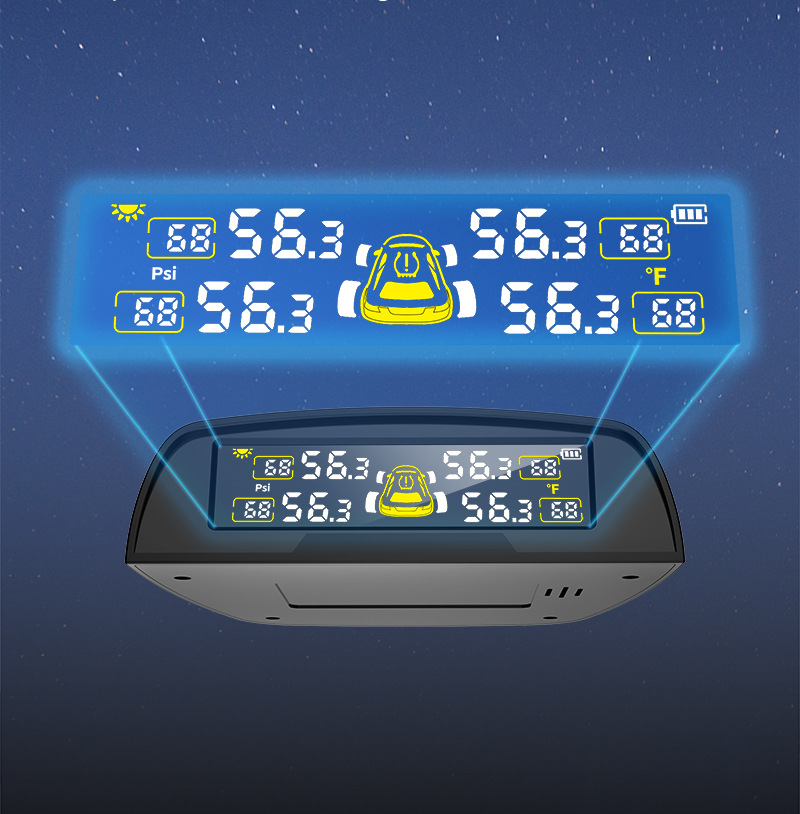 T22 Built-In Tire Pressure Monitor, External Universal Tire Detection Device for Cars, Wireless Solar-Powered Tire Pressure Monitor