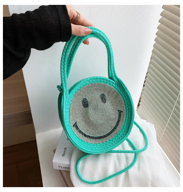 Women's Small Straw Geometric Smiley Face Cute Round Open Crossbody Bag display picture 2