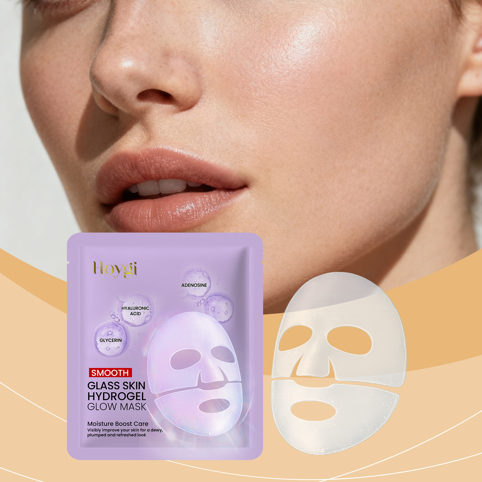 Hoygi Hyaluronic Acid Moisturizing Mask Moisturizes, Brightens, and Softens the Skin, Leaving It Feeling Hydrated and Translucent, and Cares for Facial Skin