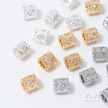 强保色14K包金四叶草桶珠隔珠大孔锁骨链吊坠diy手链项链饰品配饰