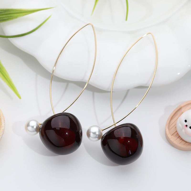 Aretes de cereza roja para mujer – colgante exquisito, fruta de imitación versátil, nuevo estilo