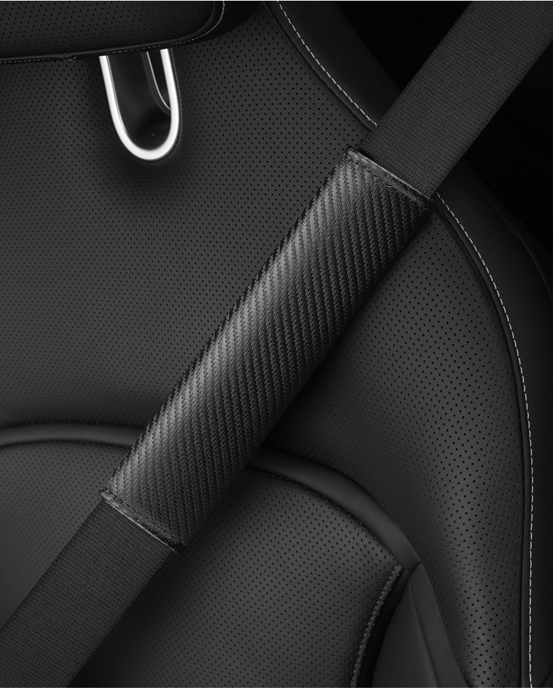 Car Seat Belt Shoulder Cover Carbon Fiber Leather Anti-Strangle Protection Shoulder and Neck Decorative Belt Modified Adhesive Type Four-Season Supplies