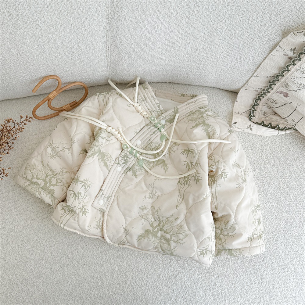 Chaqueta acolchada para bebé, chaqueta acolchada de invierno de estilo chino, traje de terciopelo para bebés y niños pequeños, engrosamiento acolchado para bebés, nueva ropa semanal china