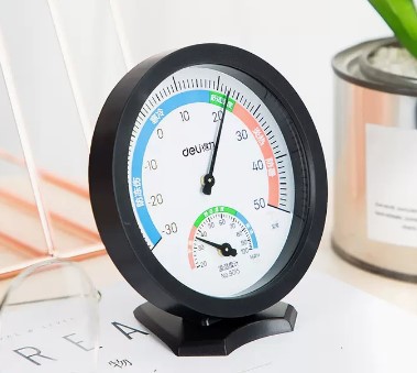 得力9015室内外温湿度计 家用室内温湿度表 精致小巧温度计湿度计