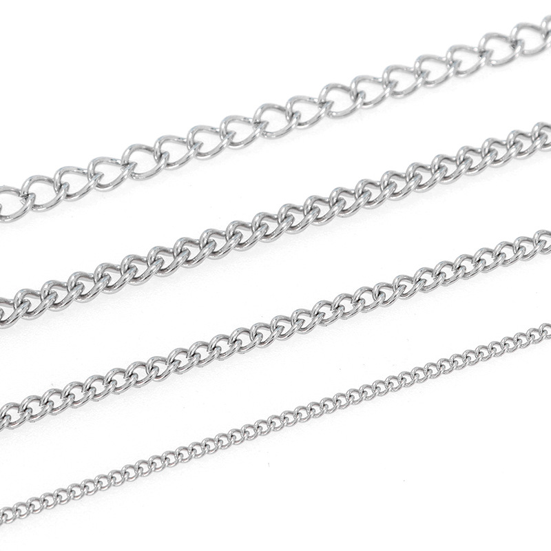 Botones de ocho caracteres, tiras de cadena DIY decoradas con vallas publicitarias de cadena retorcida de acero inoxidable, cadenas colgantes, jeans, ropa colgante, cadenas metálicas