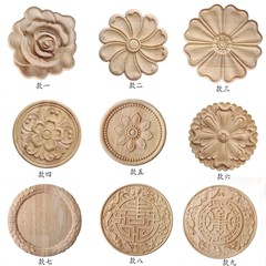 Supply European-style floral pattern furniture decoration accessories, round door center flower relief carving, solid wood carving, wholesale and retail