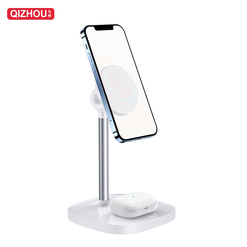 Factory private model for magsafe Apple IP12 mobile phone headset two-in-one magnetic suction wireless charging lazy bracket Factory private model for magsafe Apple IP12 mobile phone headset two-in-one magnetic suction wireless charging lazy bracket