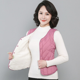 Autumn and Winter fleece-lined Warm Vest 2024 New Cotton Vest Women's Inner Wear Thickened Fashionable Short Slim-fit Vest Waistcoat