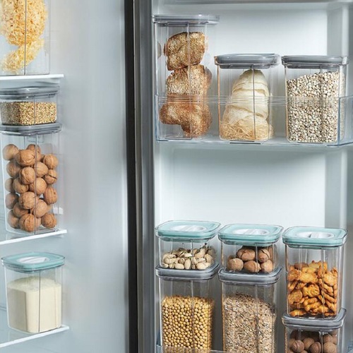 PET thickened moisture-proof sealed jar kitchen transparent square grain storage jar can be stacked with snacks and dried fruit preservation boxes