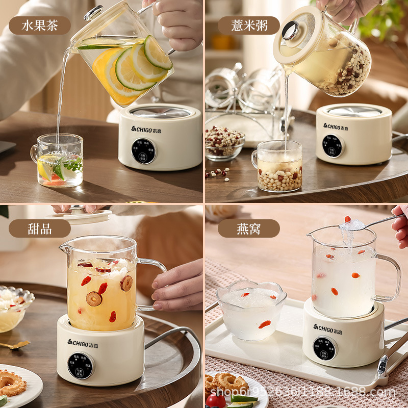 志高烧水壶养生壶炖煮一体家用全玻璃煮茶壶小型mini多功能全自动|undefined
