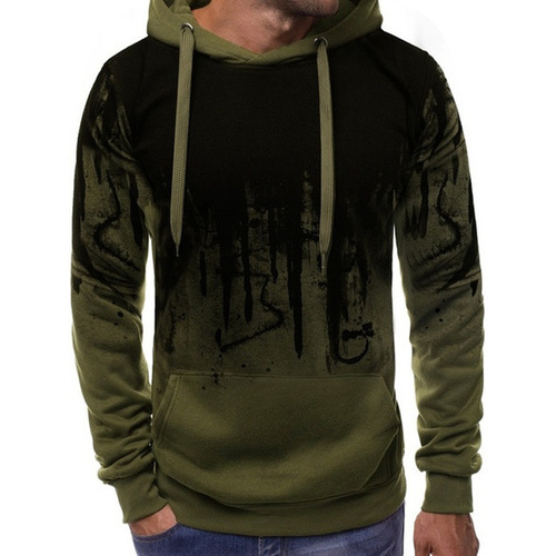 European and American-style men's splash-ink hoodies, blank printed sports pullovers, autumn/winter fleece sweatshirts—direct supply.