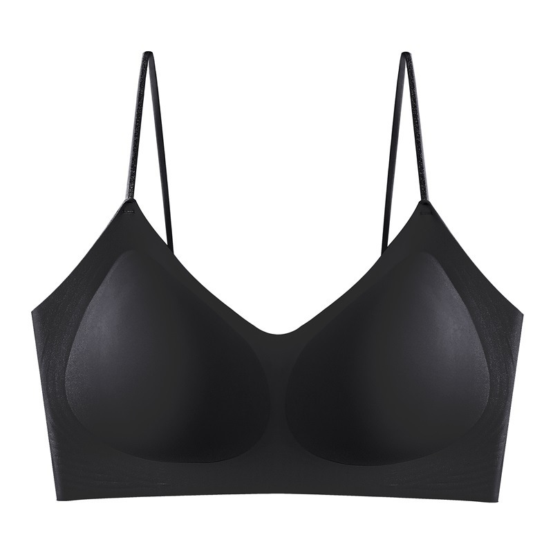 細い肩紐のゼリーストリップブラ、女性用固定カップ、椿の香り、超薄型、小胸用プッシュアップブラ、シームレス、秋向け|undefined