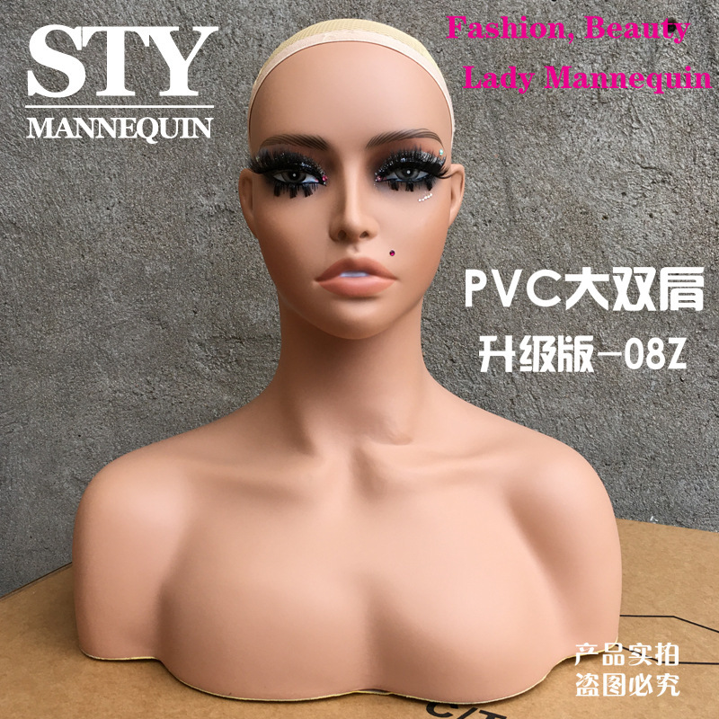 欧米の肩のかつらのモデルの特別な頭の女性の個性の頭の型は写真を撮って生放送してかつらのシミュレーションの人の半身のモデルを展示します。|undefined