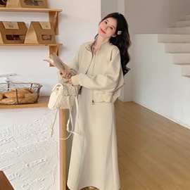 秋季新款大码胖mm洋气宽松卫衣套装女装长款时尚裙子两件套300斤