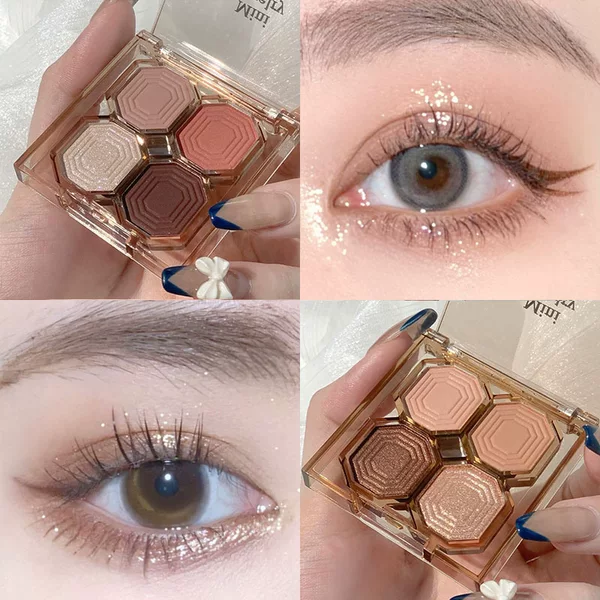 DIKALU bright gemstone four color eye shadow pearlescent matte not easy to take off makeup daily makeup cheap eye shadow plate foreign trade