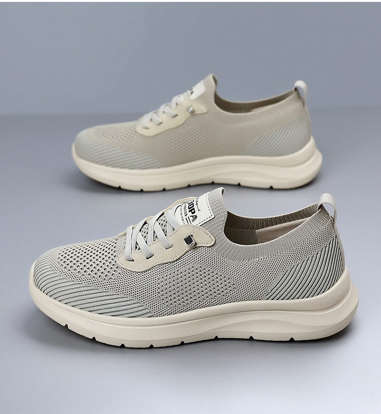 Giày thể thao nam lưới dệt thoáng khí, giày đi bộ du lịch phong cách thể thao, đế cao 1-3 cm — Màu be, màu xám, màu đen chi tiết 18