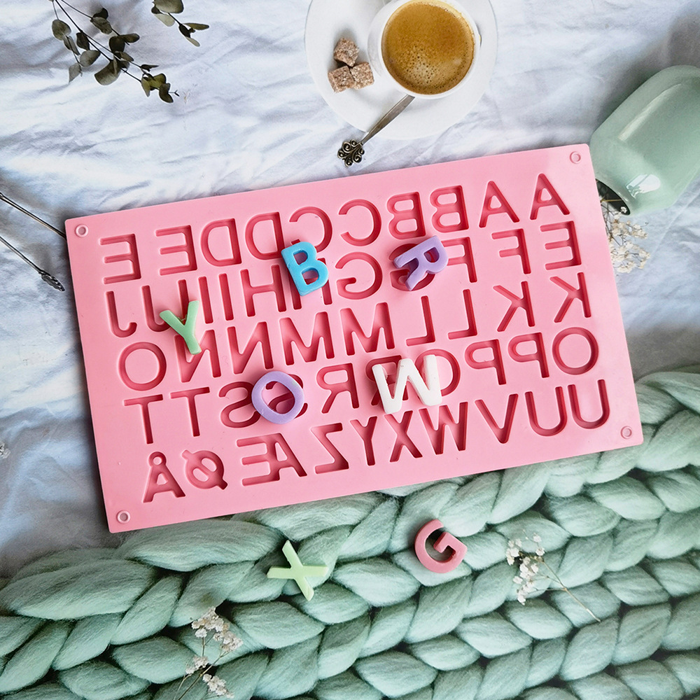 Dobles letras de chocolate transversal 199 molde de silicona pastel helado pudín molde de postre jabón utensilios