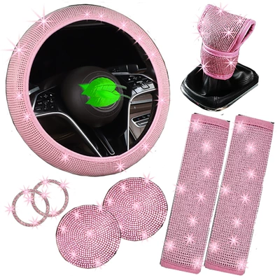 Steering wheel cover: cover shiny rhinestone safety