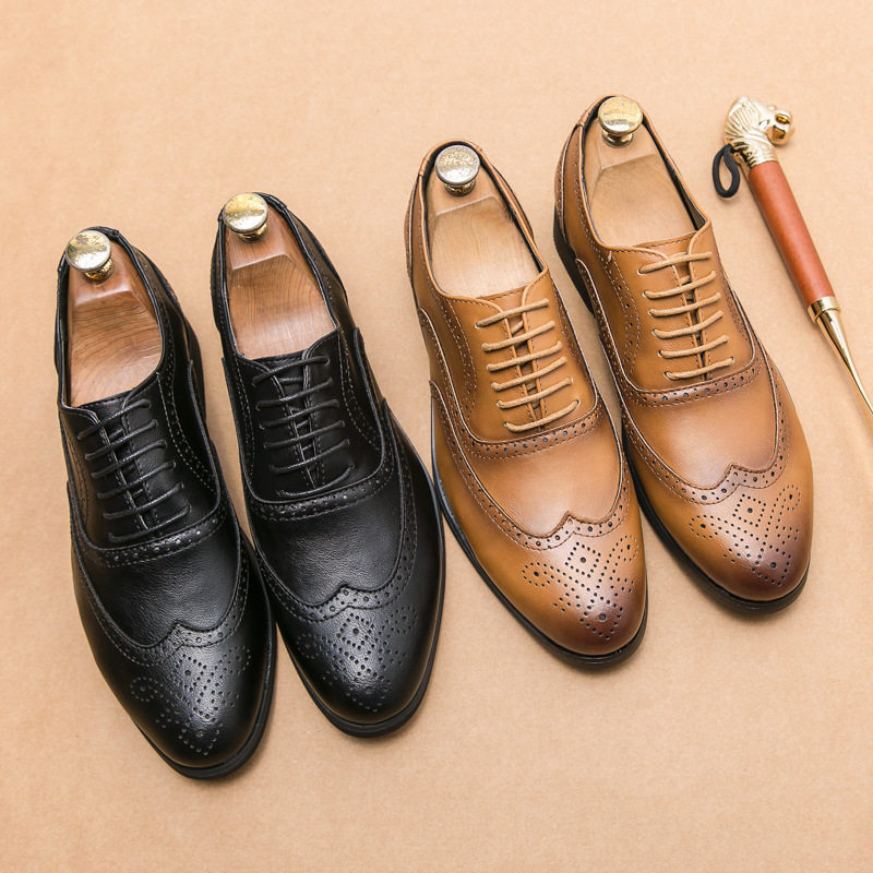 Cross-border talla talla 47 hombres negocios Brock plataforma tallada zapatos de cuero de aumento zapatos de boda para el novio zapatos de moda británica